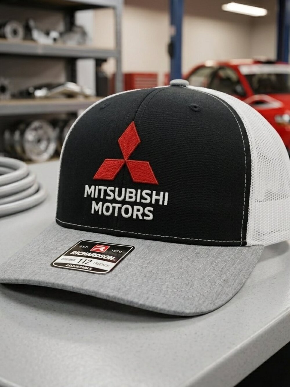 Mitsubishi Motors JDM Rally Embroidered Tri Color Richardson 112 Hat Cap Retro